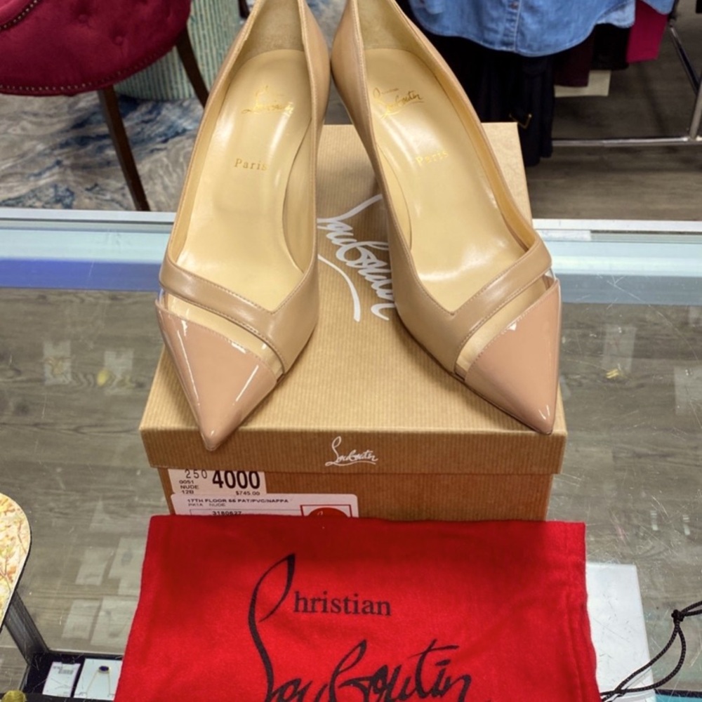 NEW Christian Louboutin 17th Floor 55 Nude Heels SZ 42